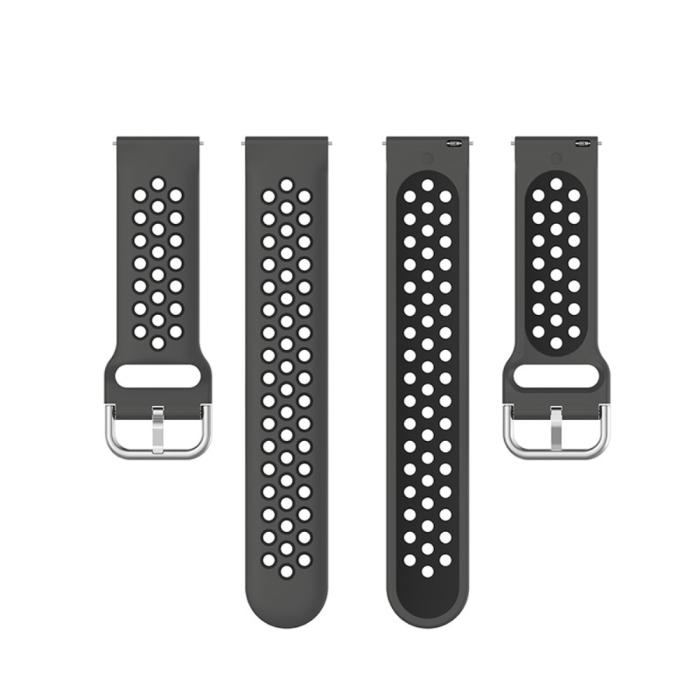 Bild 4, Ihåligt Silikon Armband För Smartwatch (22 mm) - Mörk Grå/Svart