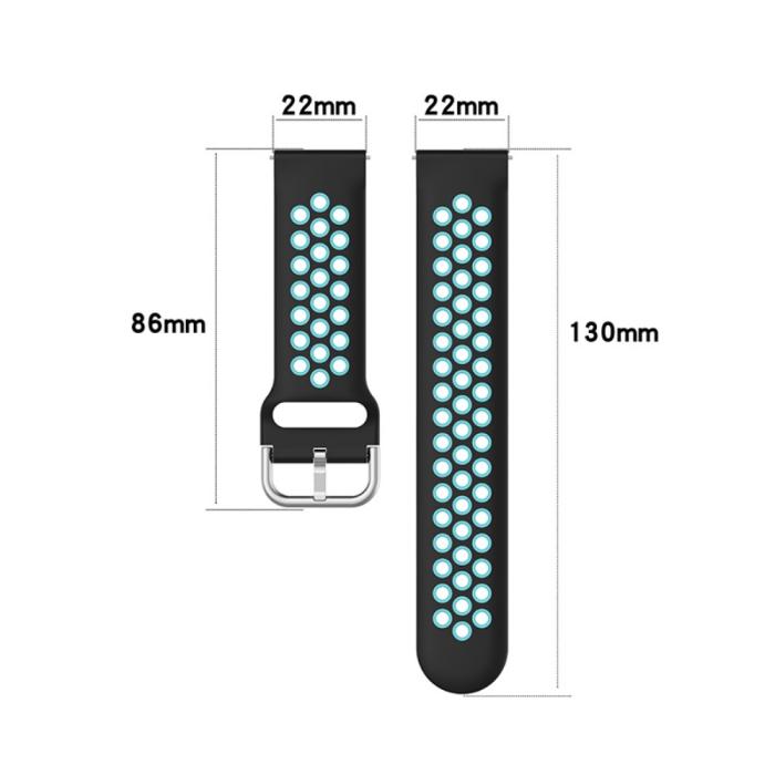Bild 6, Ihåligt Silikon Armband För Smartwatch (22 mm) - Mörk Grå/Svart