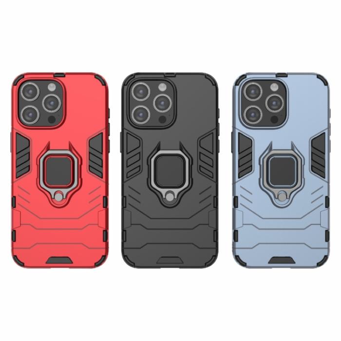 Bild 5, iPhone 15 Pro Max Skal Hybrid Armor Ring Navy Blue