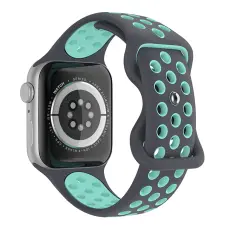 Sportarmband Dual-Color Apple Watch 42/41/40/38 mm (M/L) Gr&aring;/Teal