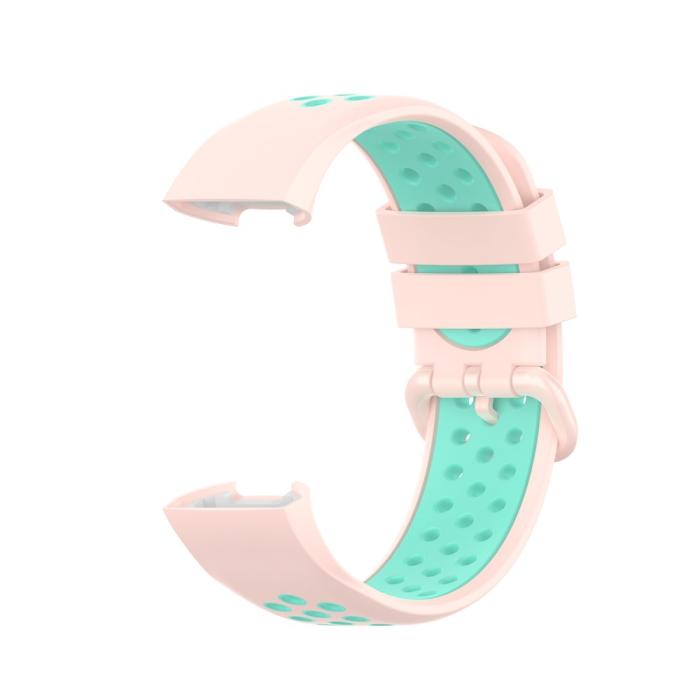 Bild 3, Fitbit Charge 4/3 Silikon Träningsarmband Ljus Rosa/Grön