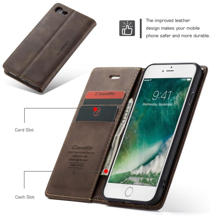 Bild 2, iPhone 7/8/SE (2020/2022) - CASEME Retro Fodral - Brun