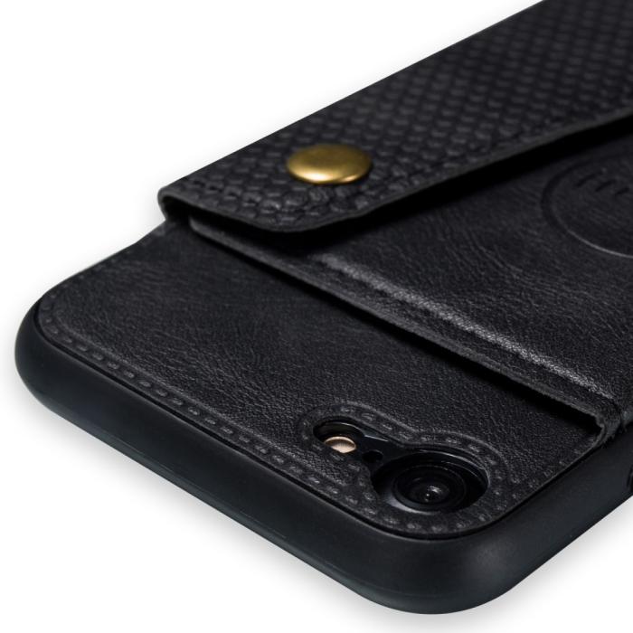 Bild 3, iPhone 7/8/SE (2020/2022) - Läder Skal Med Kortfack Och Magnet - Svart