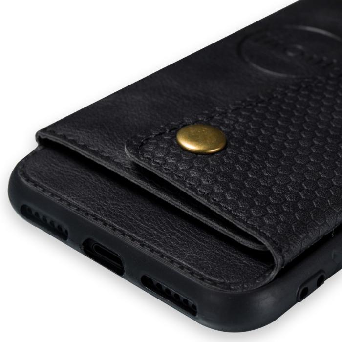 Bild 4, iPhone 7/8/SE (2020/2022) - Läder Skal Med Kortfack Och Magnet - Svart