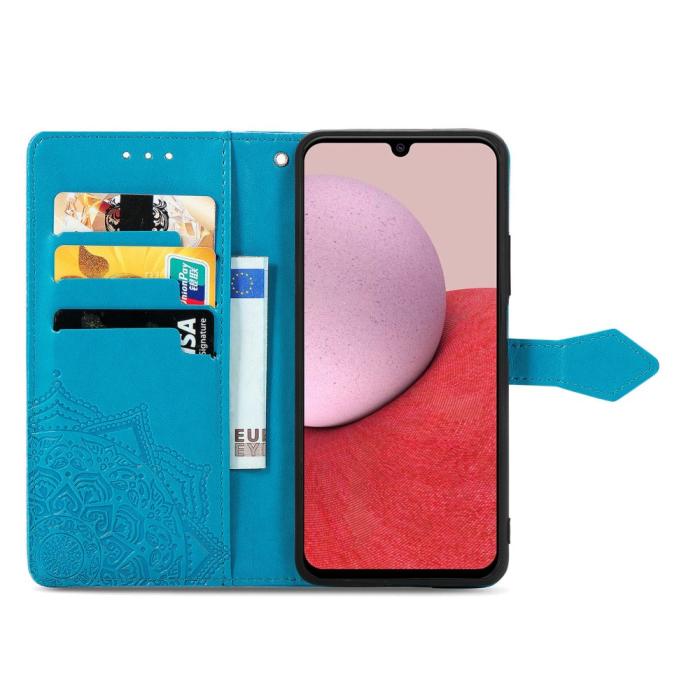 Bild 2, Samsung Galaxy A14 4G/5G Fodral Mandala Läder Blå