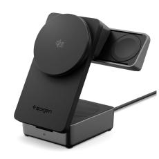 Spigen 25W Qi2.2 3in1 Tr&aring;dl&ouml;s Magnetisk MagSafe Laddare Essential Svart