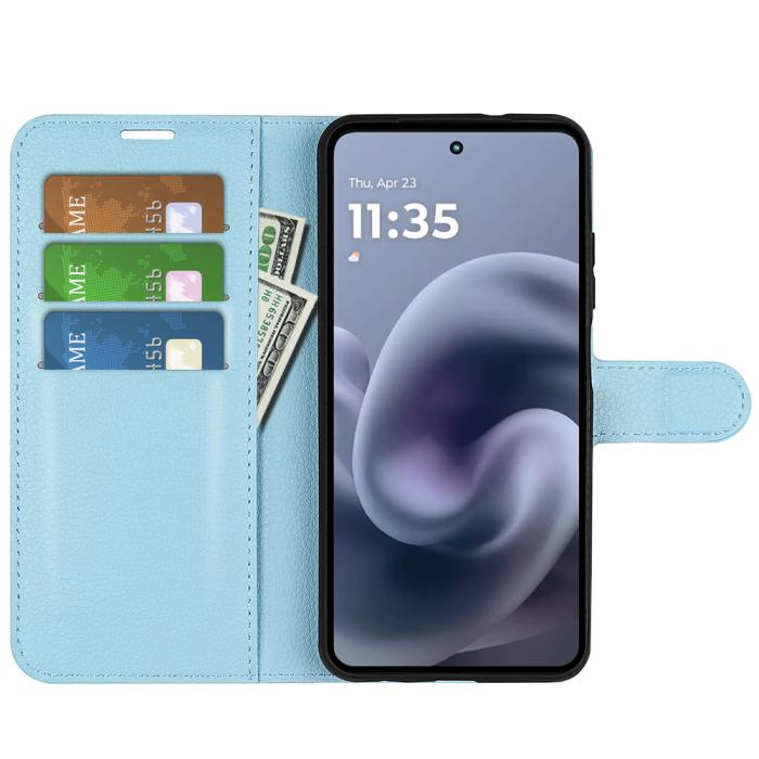 Bild 5, Motorola Moto G86 5G Fodral Litchi Läder Blå