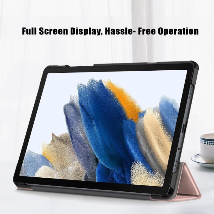 Bild 5, Samsung Galaxy Tab A9 Plus Fodral Tri-Fold PU Läder Roséguld
