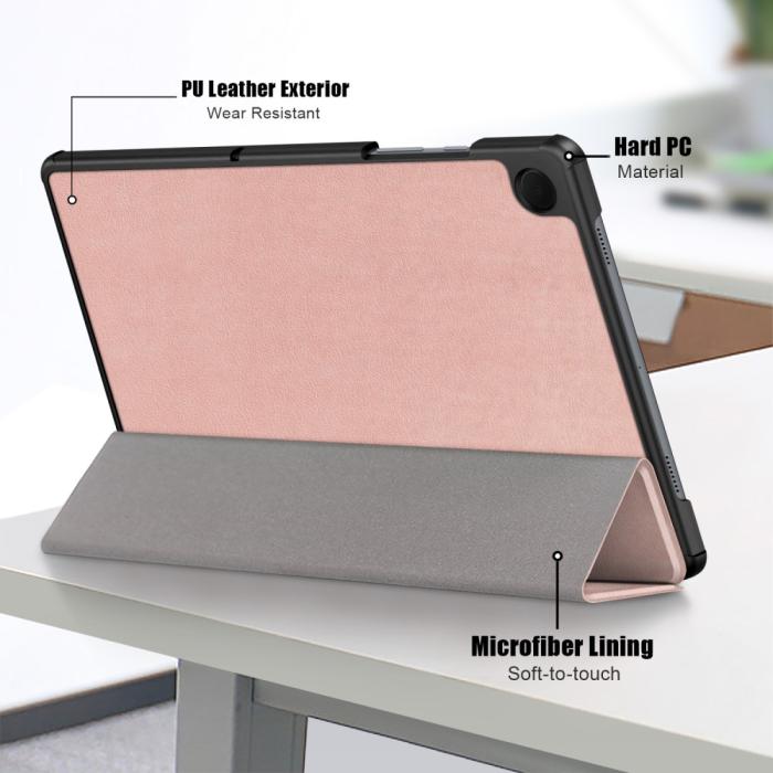 Bild 6, Samsung Galaxy Tab A9 Plus Fodral Tri-Fold PU Läder Roséguld