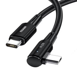 ESSAGER 1m 60W PD USB-C - USB-C Elbow Laddningskabel Svart