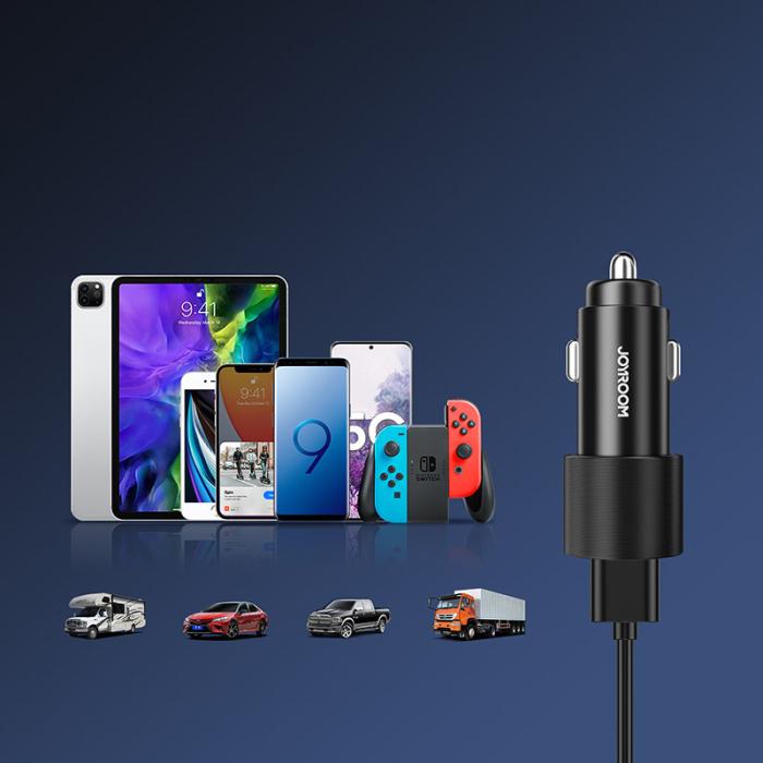 Bild 6, Joyroom 24W Billaddare LED 2x USB-A Svart