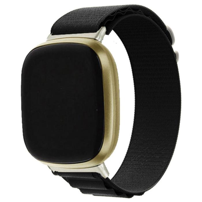 Bild 4, Fitbit Versa 4/Sense 2 Armband Justerbar Nylon Svart