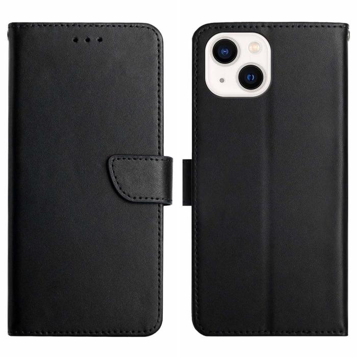 Bild 1, iPhone 15 Fodral Äkta Läder Nappa Textur Svart