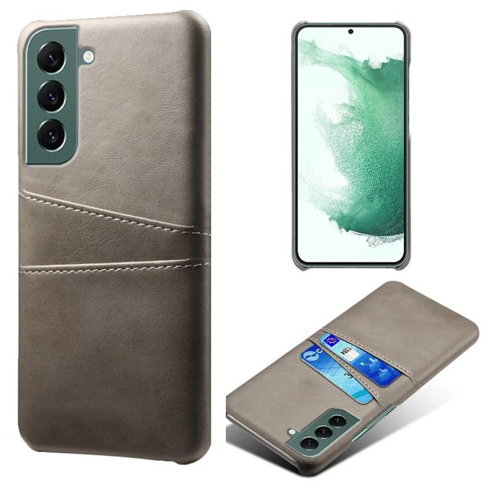 Bild 1, Samsung Galaxy S24 Läderbelagt Skal Med Kortfack Grå