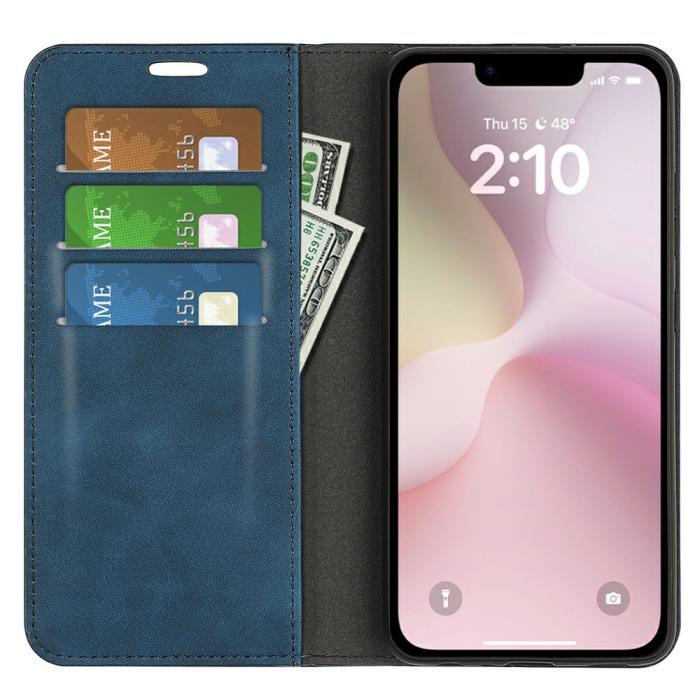 Bild 2, iPhone 17e / 16e Fodral Flip Skin Touch Blå