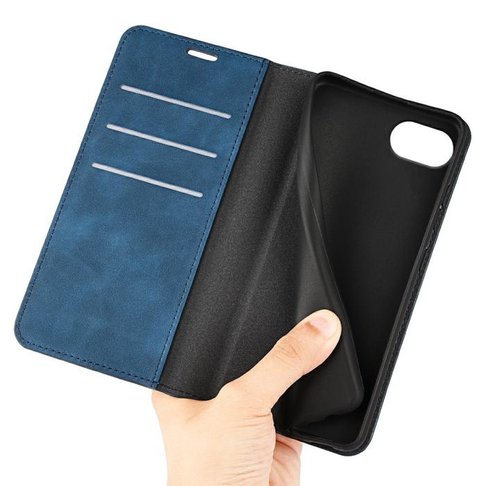 Bild 4, iPhone 17e / 16e Fodral Flip Skin Touch Blå