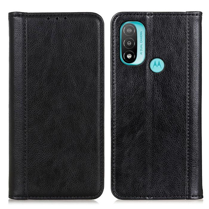 Bild 1, Motorola Moto E20 / E40 Fodral Flip Split Läder Svart
