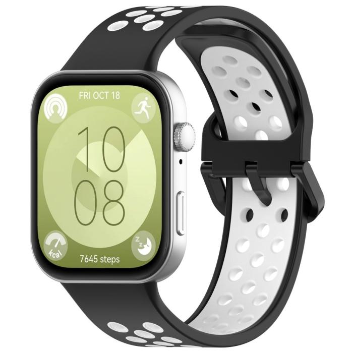 Bild 4, Huawei Watch Fit 3 Sportarmband Dual-Color Svart/Vit