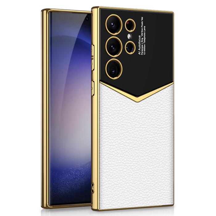 Bild 1, GKK Galaxy S24 Ultra Skal Läder Hybrid Electroplate Vit
