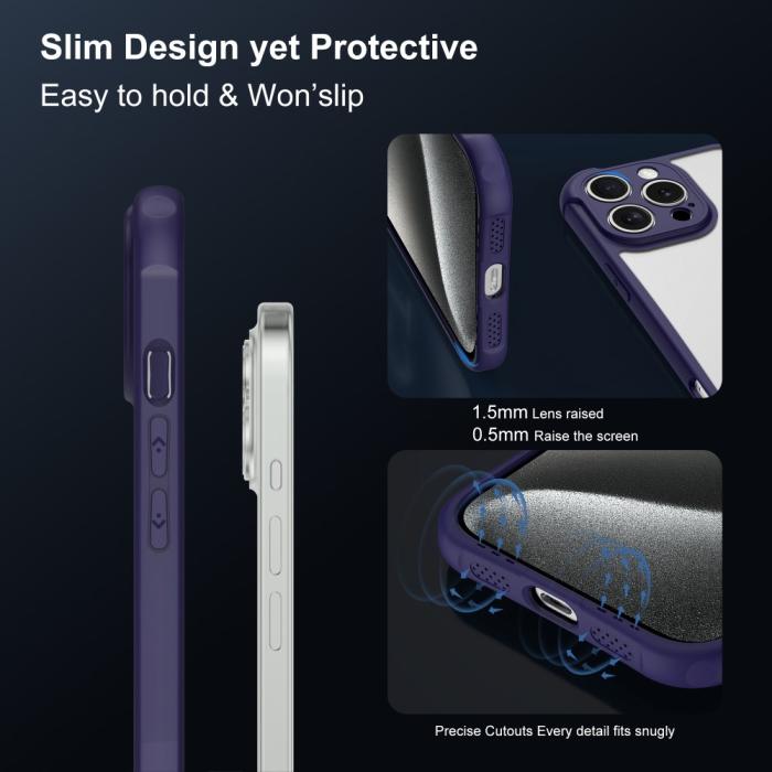 Bild 5, LEEU DESIGN iPhone 16 Pro Max Skal Shockproof Mörk Blå/Lila