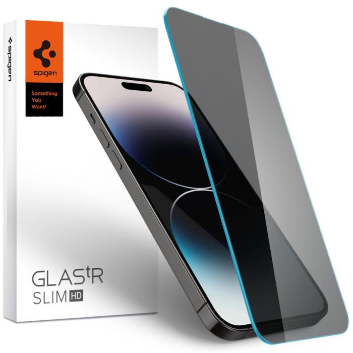 Bild 1, Spigen iPhone 14 Pro Max Glas.tR Slim Skärmskydd Privacy