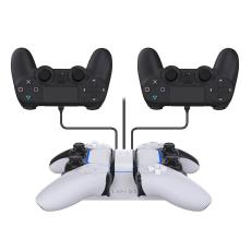 RAPTOR Laddare för PS4/PS5 DualSense Handkontroll Vit