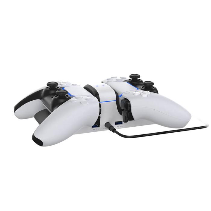 Bild 3, RAPTOR Laddare för PS4/PS5 DualSense Handkontroll Vit