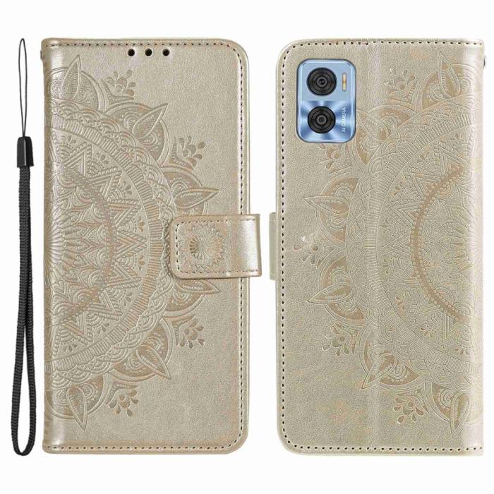 Bild 1, Motorola Moto E22i Fodral Mandala Läder Guld