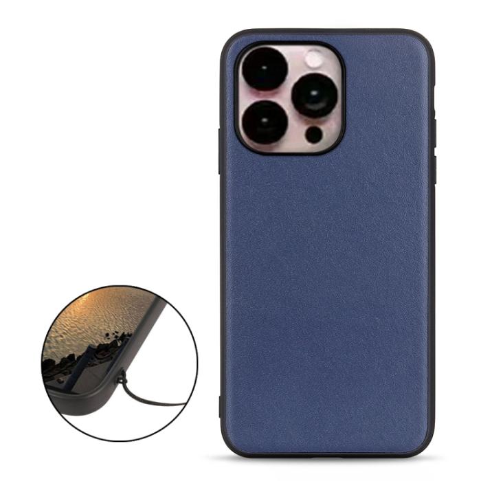 Bild 2, iPhone 14 Pro Max Skal Äkta Läder Blå