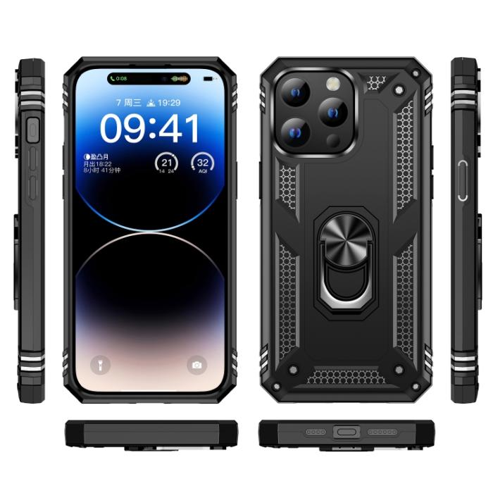Bild 2, iPhone 15 Pro Skal Hybrid Armor Ring Svart