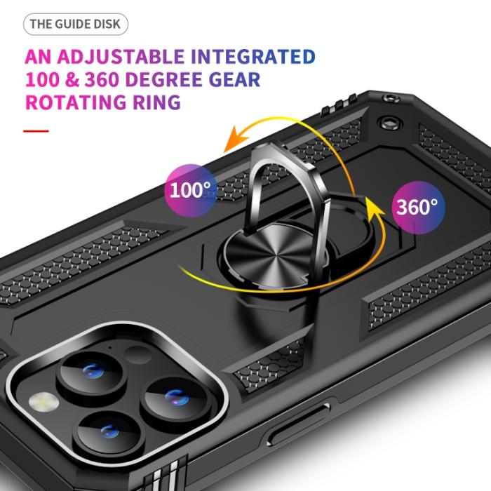 Bild 4, iPhone 15 Pro Skal Hybrid Armor Ring Svart