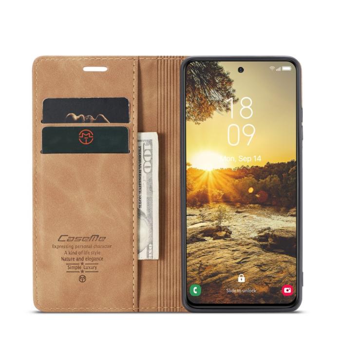 Bild 3, CASEME Samsung Galaxy S25 Plus Fodral Flip Retro Läder Brun