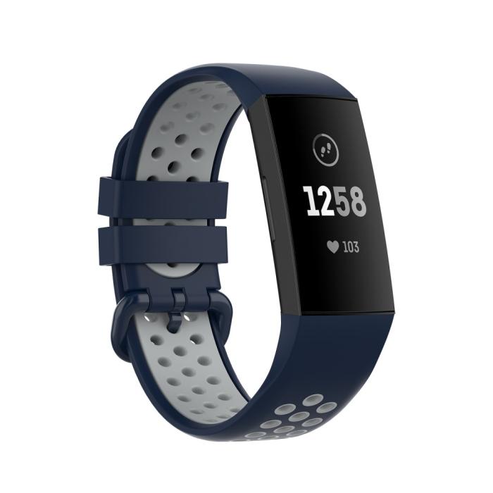 Bild 1, Fitbit Charge 4/3 Silikon Träningsarmband Mörk Blå/Grå