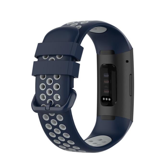 Bild 2, Fitbit Charge 4/3 Silikon Träningsarmband Mörk Blå/Grå