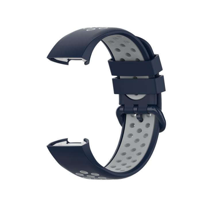 Bild 3, Fitbit Charge 4/3 Silikon Träningsarmband Mörk Blå/Grå