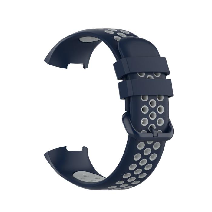 Bild 4, Fitbit Charge 4/3 Silikon Träningsarmband Mörk Blå/Grå