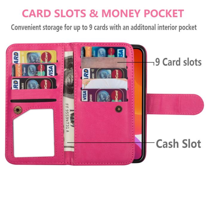 Bild 3, iPhone 13 Mini - 2in1 9-korts Magnet Fodral / Skal - Rosa