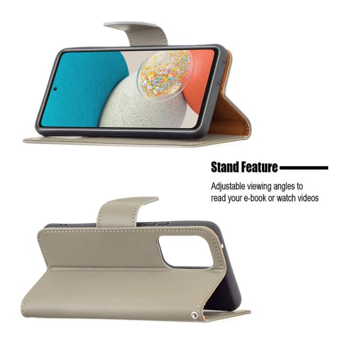Bild 4, Samsung Galaxy A53 5G Fodral Litchi Shark Läder Grå