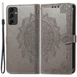 Samsung Galaxy A14 4G/5G Fodral Mandala Läder Grå