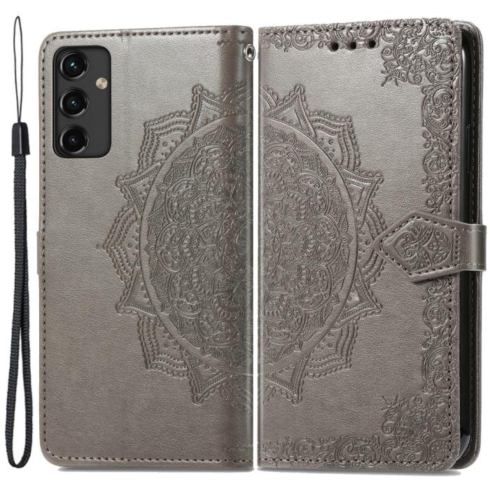 Bild 1, Samsung Galaxy A14 4G/5G Fodral Mandala Läder Grå