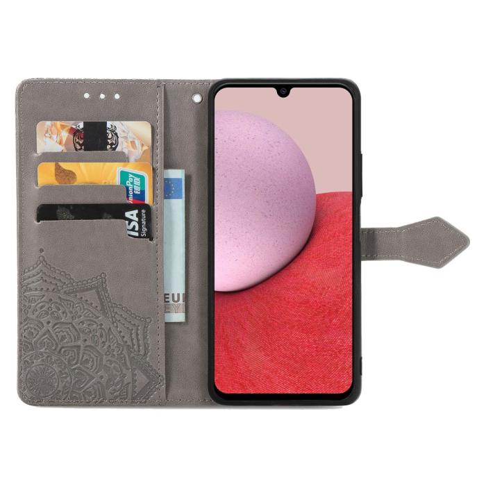 Bild 2, Samsung Galaxy A14 4G/5G Fodral Mandala Läder Grå