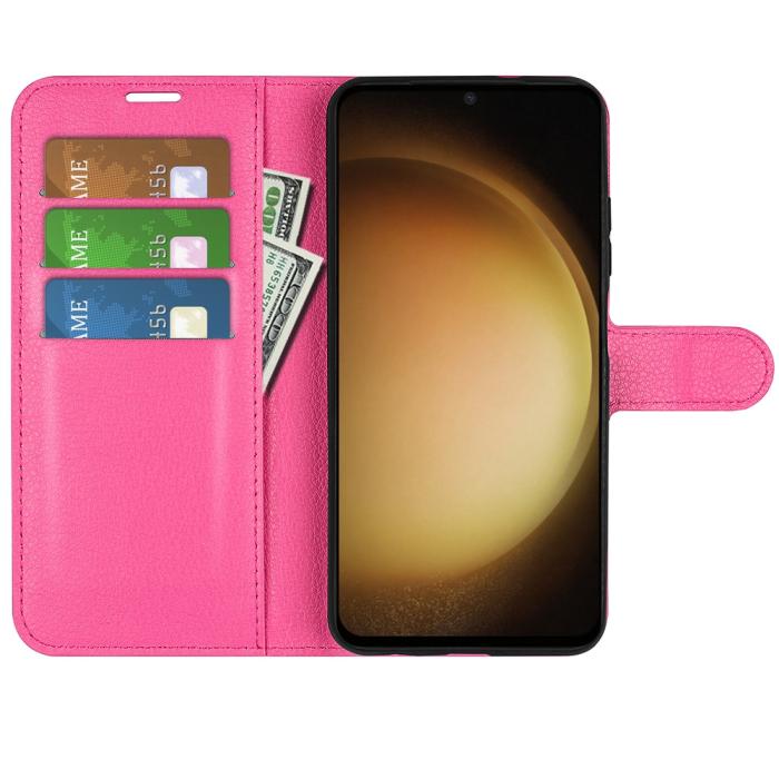 Bild 2, Samsung Galaxy S24 Plus Fodral Litchi Textur Rosa