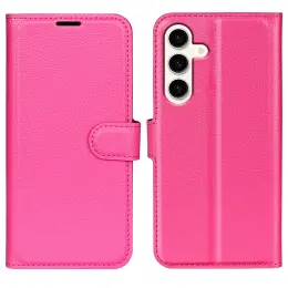 Samsung Galaxy S24 Plus Fodral Litchi Textur Rosa