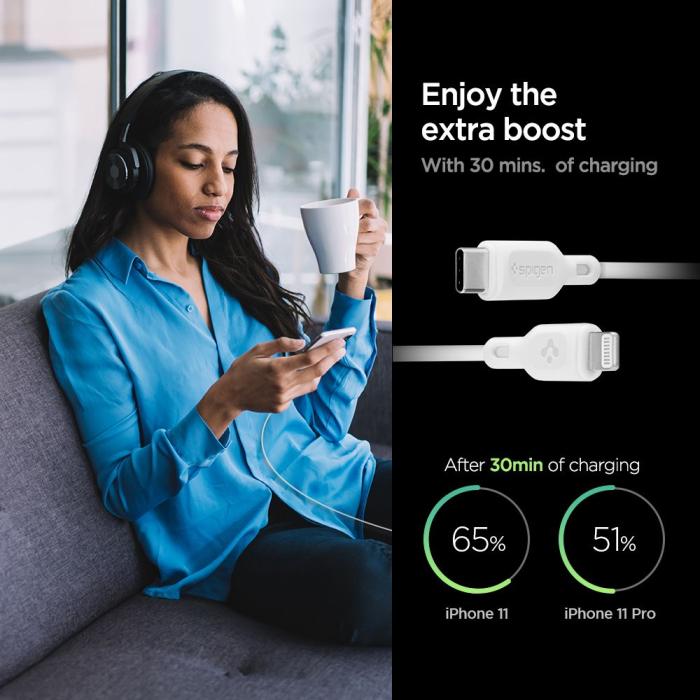 Bild 6, Spigen 1m MFI Lightning - USB-C Kabel DuraSync Vit