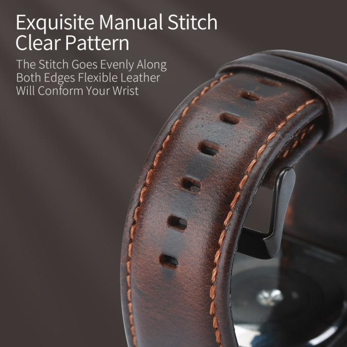 Bild 6, Apple Watch 42/44/45/49 mm Klockarmband Äkta Läder Mörk Brun