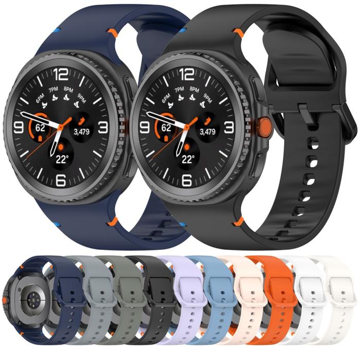 Bild 5, Galaxy Watch 8 46/44/40 mm Klockarmband Silkon Svart