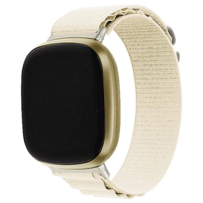 Bild 5, Fitbit Versa 4/Sense 2 Armband Justerbar Nylon Off White