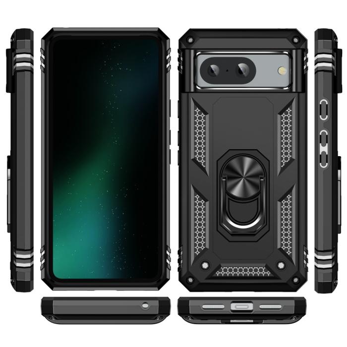 Bild 2, Google Pixel 8 Skal Armor Ring Hybrid Svart