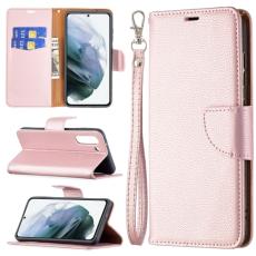 Samsung Galaxy S21 FE Fodral Litchi Textur Roséguld