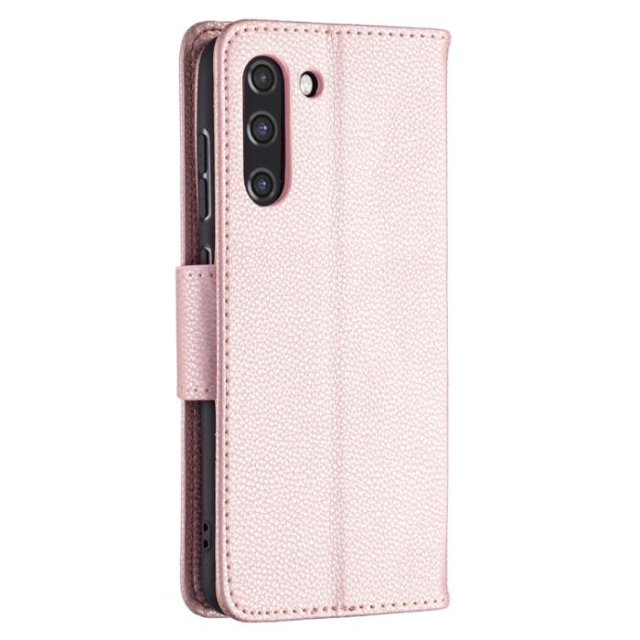 Bild 3, Samsung Galaxy S21 FE Fodral Litchi Textur Roséguld